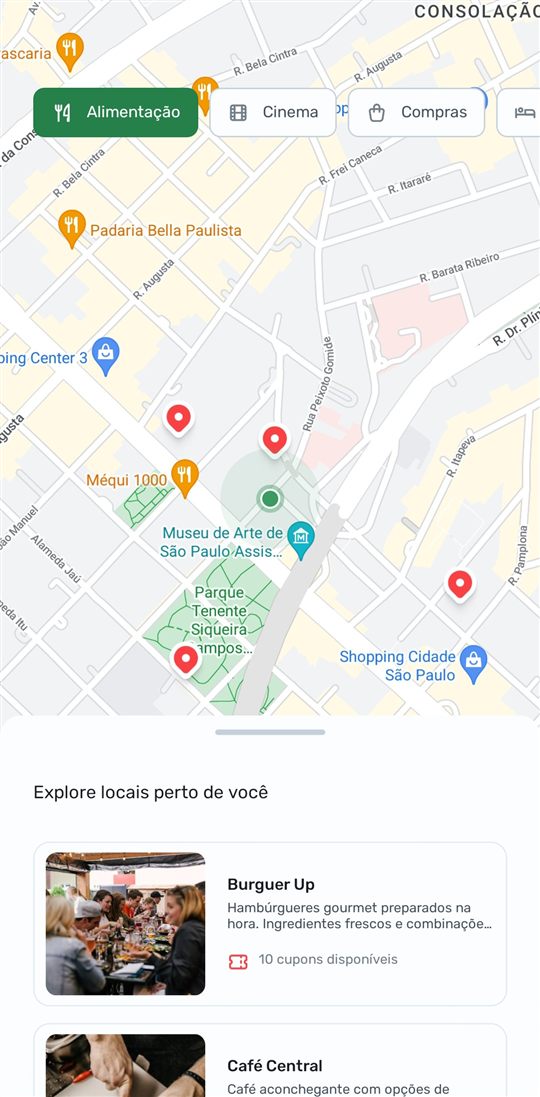 Nearby: mapa com lugares próximos